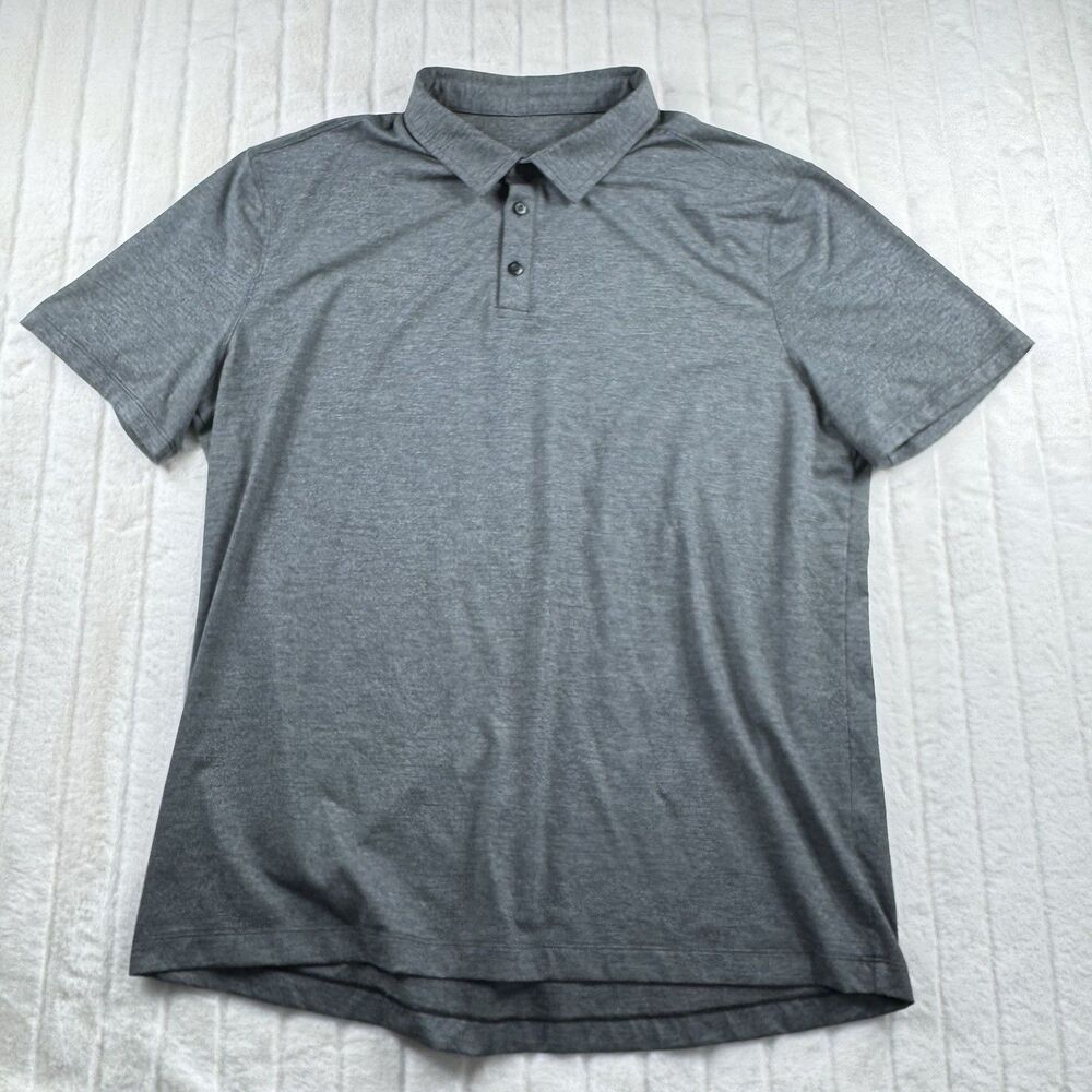 Lululemon Polo Shirt Men XL Heather Gray Short Sleeve Classic Preppy Golf Office